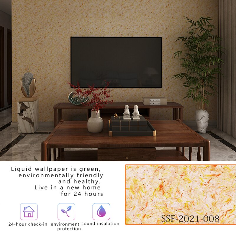 Vloeibaar Behang Ecologische Muur Zijde Gips Ecologische Modder Huishoudelijke Tv Fiber Coating Zelf Borstelen Achtergrond Waterdicht: SSF-2021-008