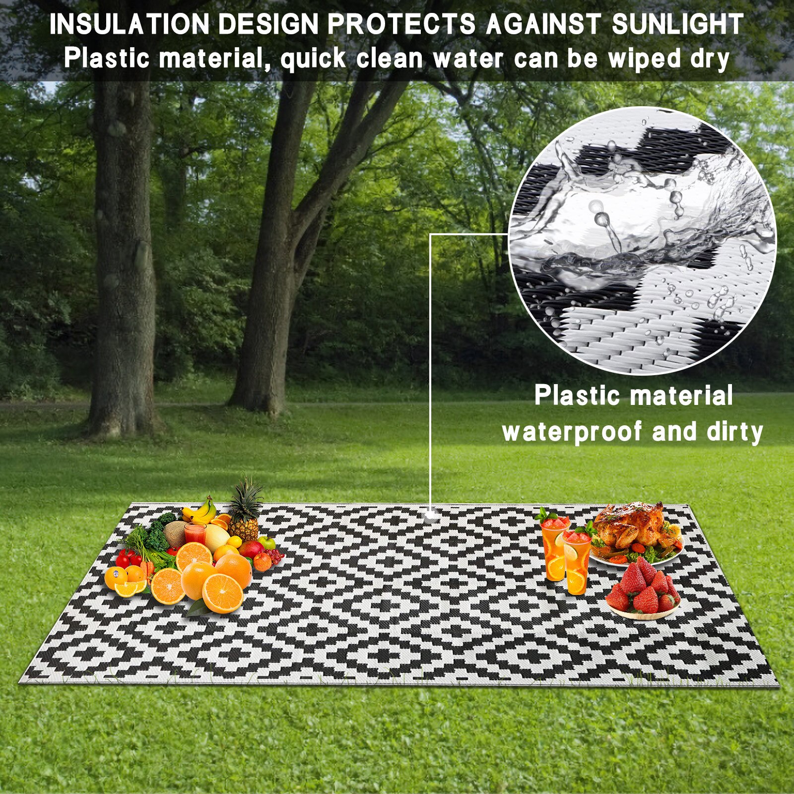 Dwustronne maty, dwustronne słomiane dywany, nowoczesne dywany, zewnętrzne maty podłogowe wodoodporne maty piknikowe park odpoczynek niemowlę Gry mata