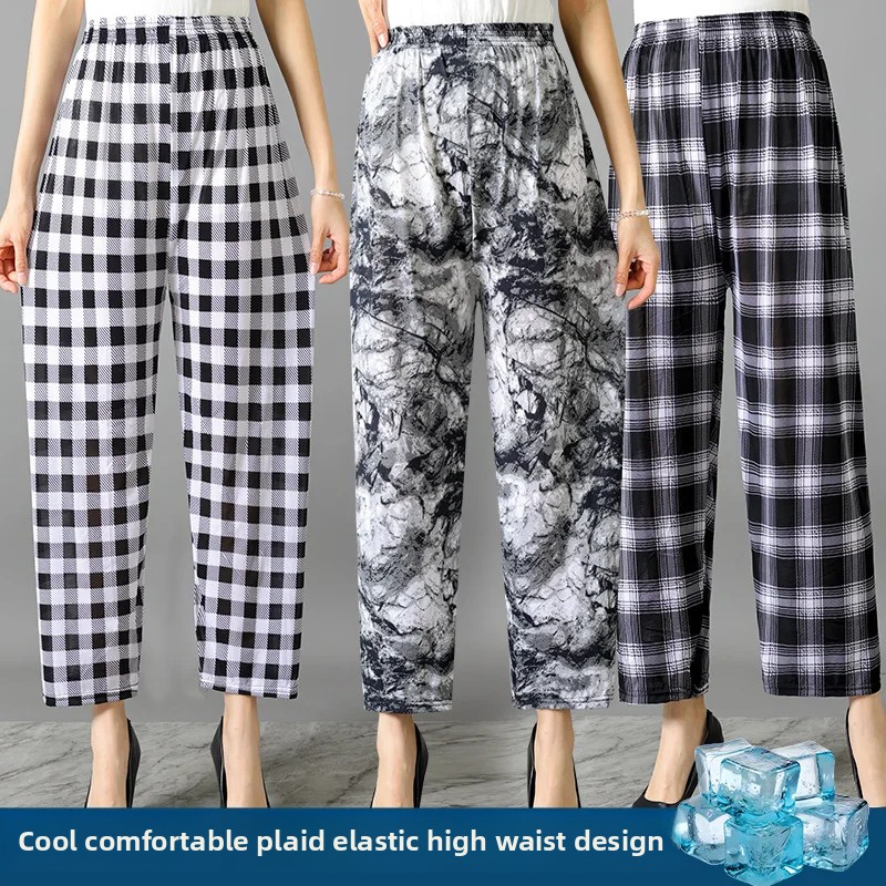 Koele zomer ijszijde bloemenbroek dames muggenbestendig casual thuis met airconditioning negendelige lengte broek