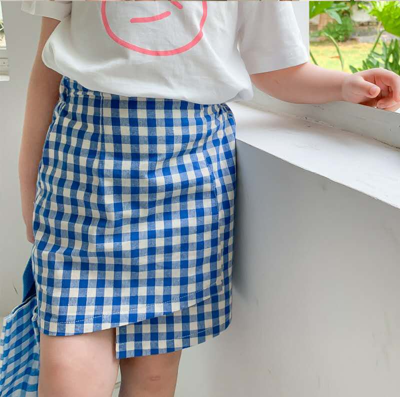 Summer girl baby wild plaid skirt original irregular skirt
