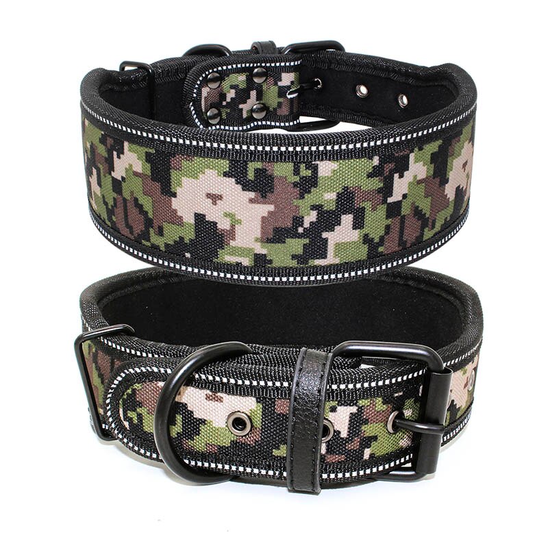 10 kleuren reflecterende puppy grote halsband met gesp verstelbare huisdierhalsband voor kleine, middelgrote en grote honden Pitbull-riem hondenketting: S / Black