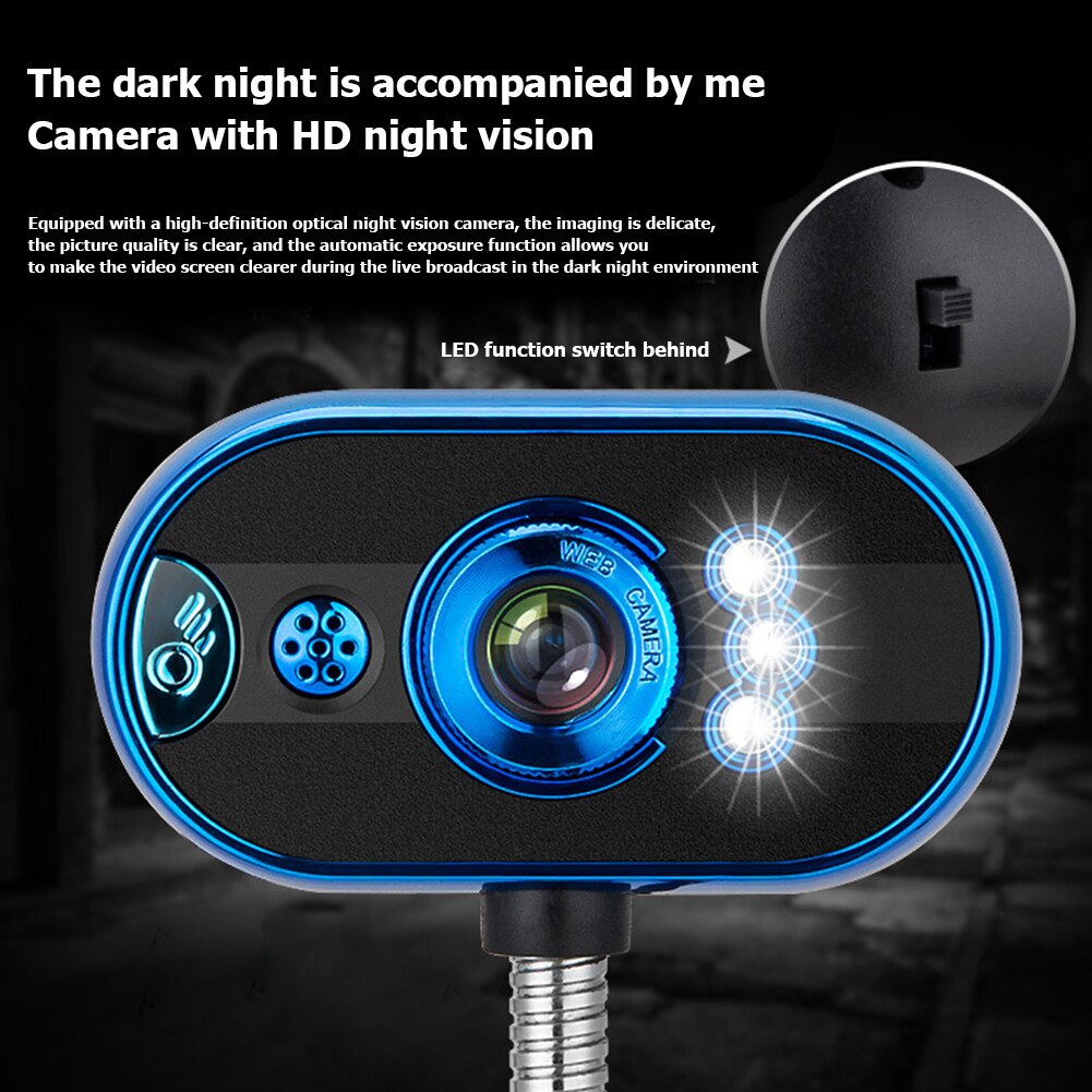 Goose Neck HD Webcam with Microphone 4LED USB Driv... – Grandado