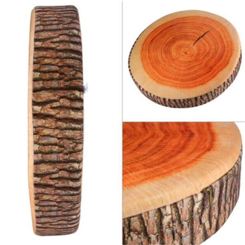 Stump Shaped Decorative Pillows Home Car Decor Cute Round Woods Grain Soft Plush Chair Seat Cushion Pillow