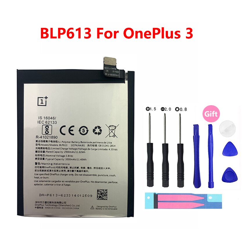 100% Batterie De Remplacement d'origine Pour OnePlus 1 + 1 2 3 3T 5 5T 6 6T 7 BLP571 BLP597 BLP613 BLP633 BLP637 BLP657 Batteries de Téléphone