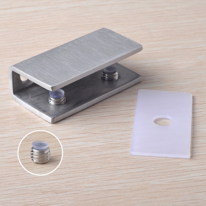 304 rustfrit stål klemmer clips til 8-11mm glashylder støttebeslag klemme træ akryl hardware tilbehør
