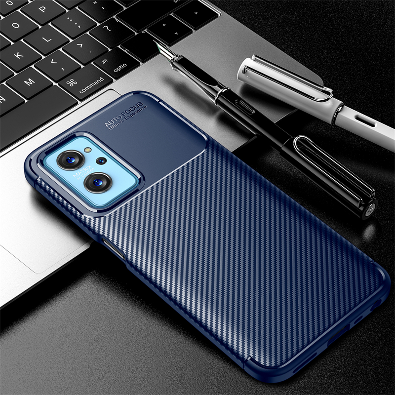 Voor Realme 9 Pro Case Armor Silicone Fiber Rubber Carbon Beschermhoes Voor Realme 9 Pro Cover Voor Realme 9 pro Plus Realme 9i: Realme 9ProPlus / Blue