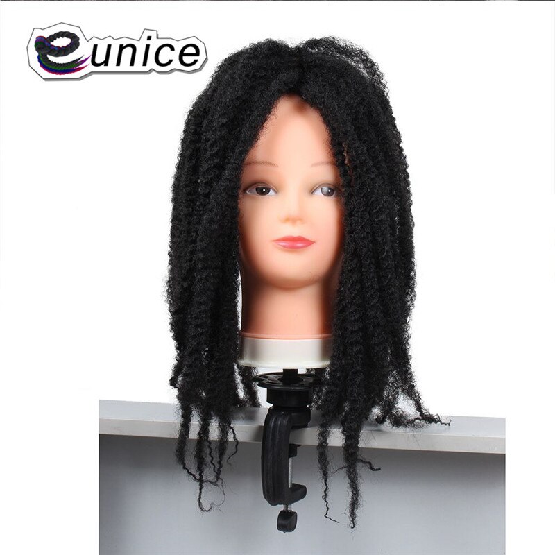 Eunice rubia 613 mechones pelo trenzado sintético para las mujeres con Africana trenzas Marley 18 "3 paquetes Ombre Afro rizado a granel: #1B