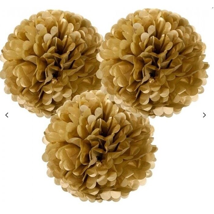 Papel pompones con flores ornamento de vid 25 Cm-oro