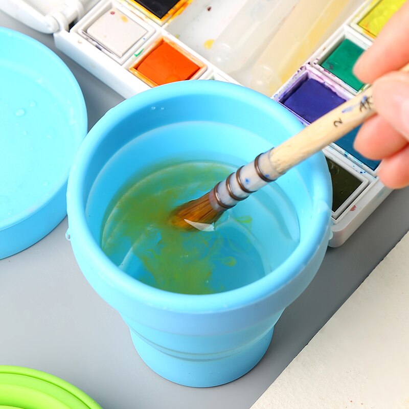 Color silicone small retractable folding watercolor paint painting pen bucket sketch portable small bucket painting art tools