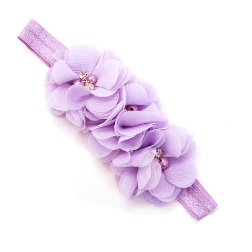 Newborn Toddler Baby Girl Elanewborn photography props hairband tiaras infantistic Headband Chiffon Flower Headband: Purple 