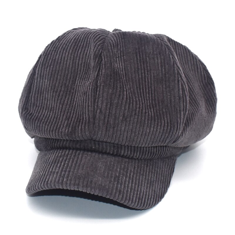 Fuodrao åttkantiga hattar dam vintage baskerhatt höst vinter manchester gorras planas casual newsboy keps  c10: Mörkgrå