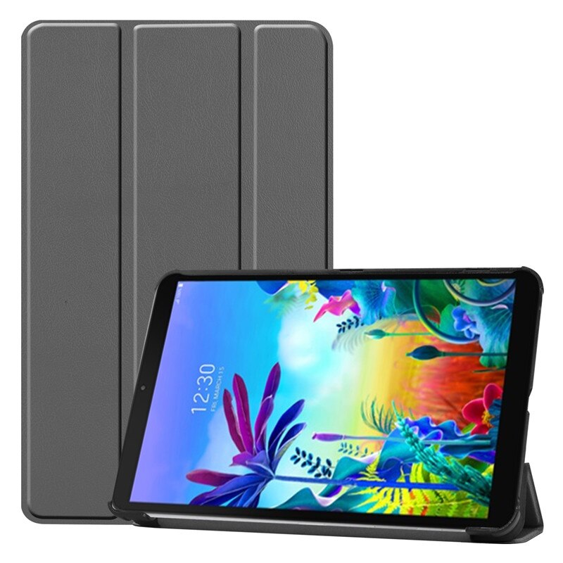 For LG G Pad GPad 5 Case 10 1 inch LM-T600L PU Leather Folding Stand Magnetic Cover for LG GPad5 10.1 inch Tablet Case Kids: Gray