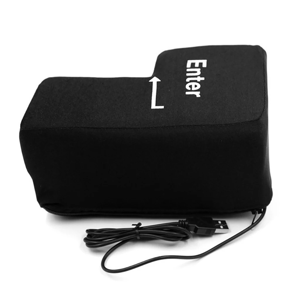 Big USB Enter Key Mouse Anti Stress Button Decompression Computer Any Vent Pillows Button Desktop Pillow For Programmer Worker: Default Title