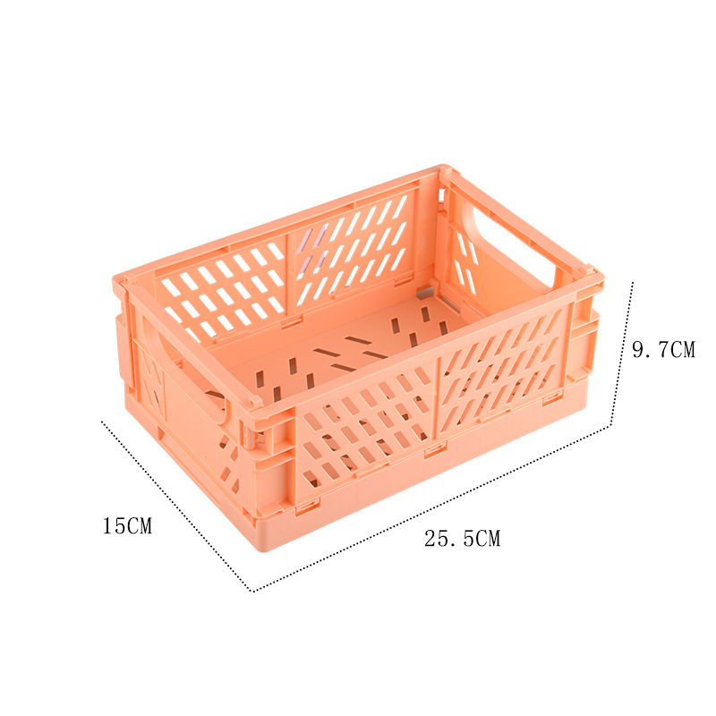 Cesta de almacenamiento plegable de escritorio Ins, caja de almacenamiento apilable de plástico para artículos diversos, juguete, aperitivos, organizador de escritorio Kawaii para estudiantes: Rojo