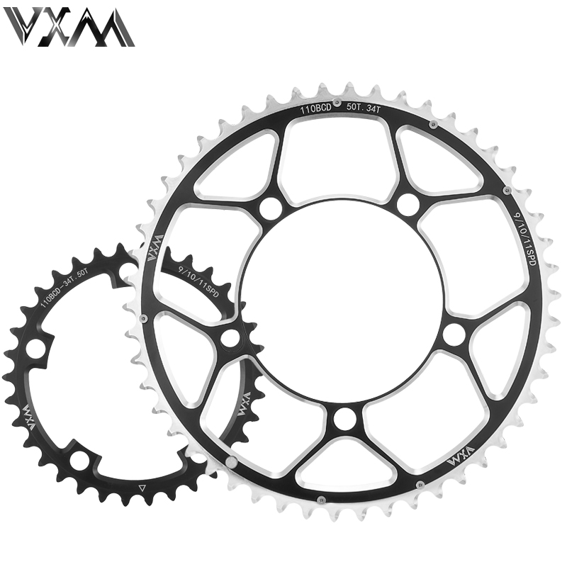 VXM-plato doble para bicicleta 110BCD 34T 50T 36T 52T 39T 53T, juego de bielas para bicicleta de carretera, disco de conducción, rueda dentada de aluminio, disco plegable para bicicleta