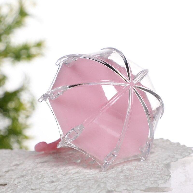 12 unids/set paraguas portátil de plástico cajas de dulces Baby Shower Bonbonniere paquete para de fiestas caja: Pink