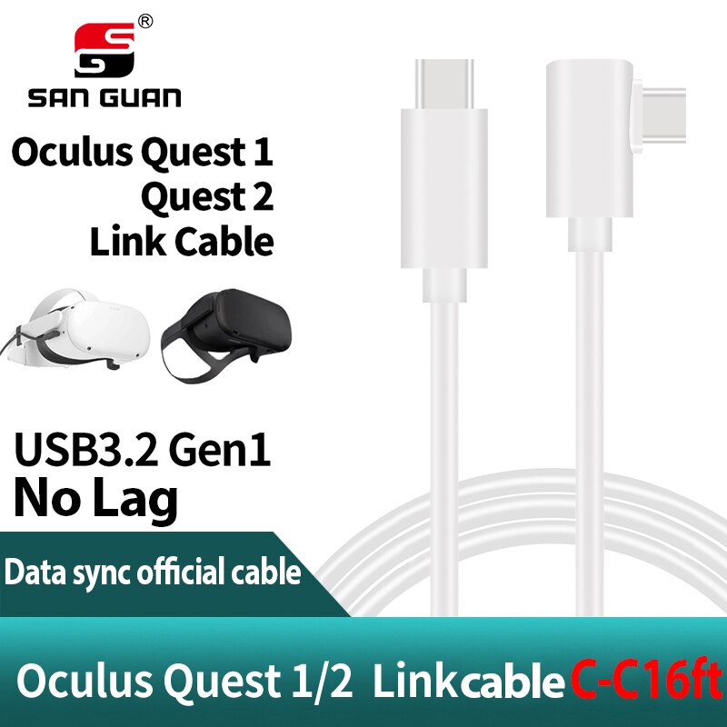 5m 3m usb-c kabel oculus quest 2 link kabel usb 3.2 compatibiliteit haaks type -c 3.2 gen 1 snelheid gegevensoverdracht snel opladen