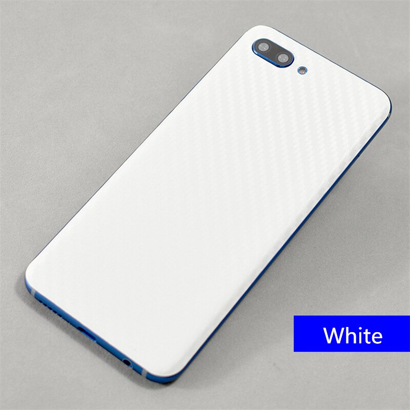 3D Carbon Fiber Body Sticker Skin Mobiele Telefoon Stickers Leer Patroon Film Voor Huawei Honor 10 Case Protector Back decal: white