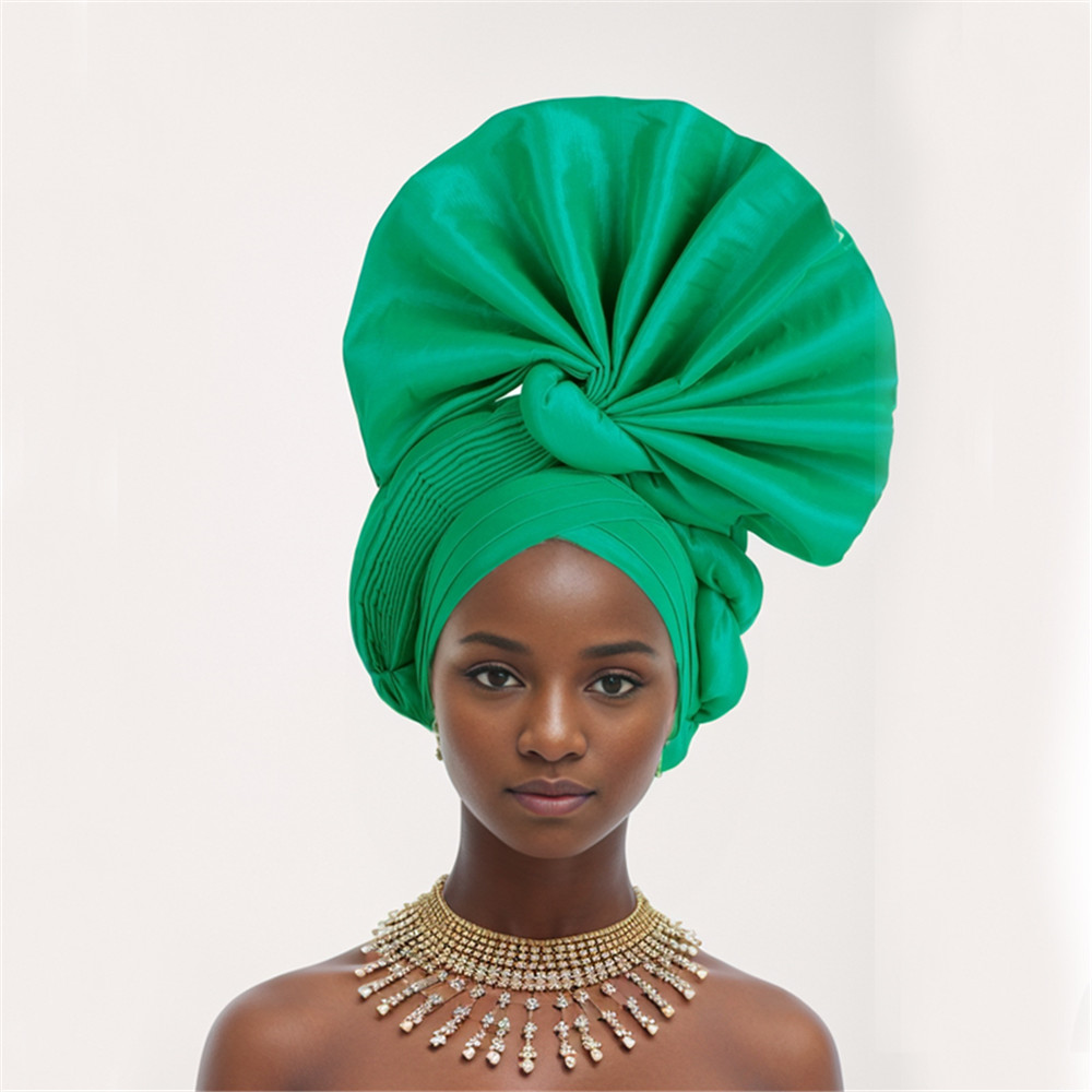 Afrikanische Auto Gele Headtie Nigeria Frauen Kopf wickelt Hochzeit Party Kopfschmuck Frauen Turban Kappe: Schwarz