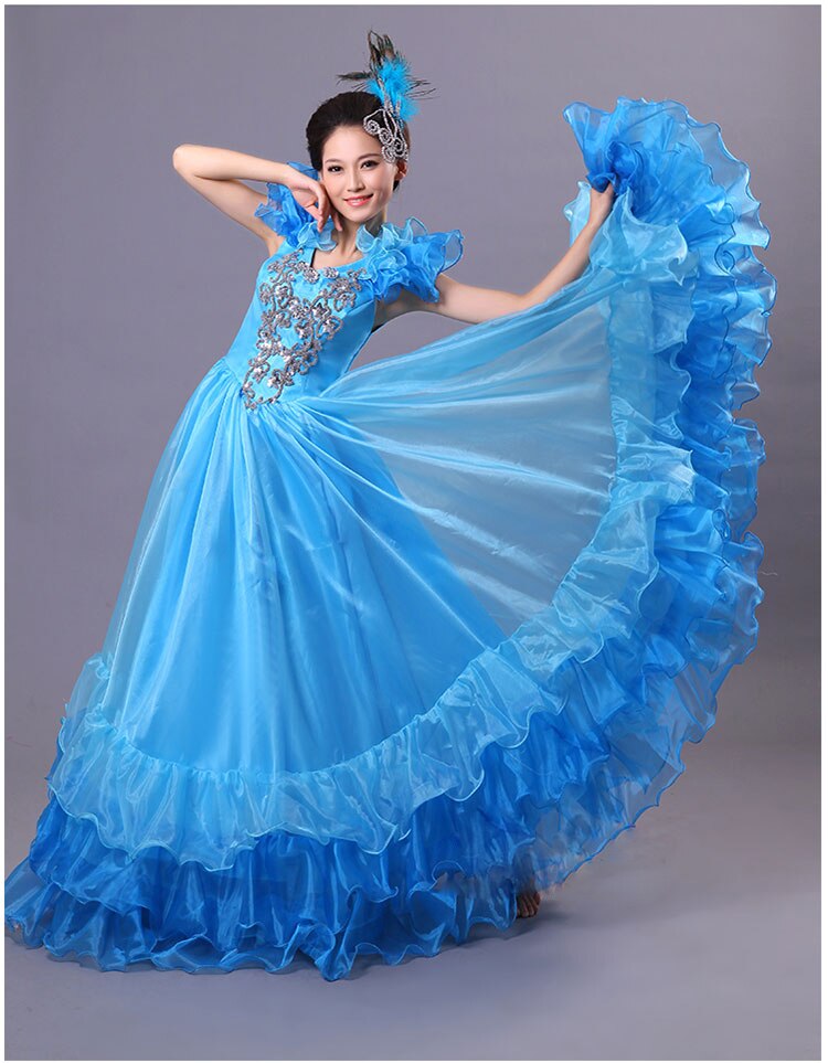 Danza de vientre español 550 grados vestido falda traje largo Flamenco faldas spaarse Flamenco juck Vestidos para mujeres niñas
