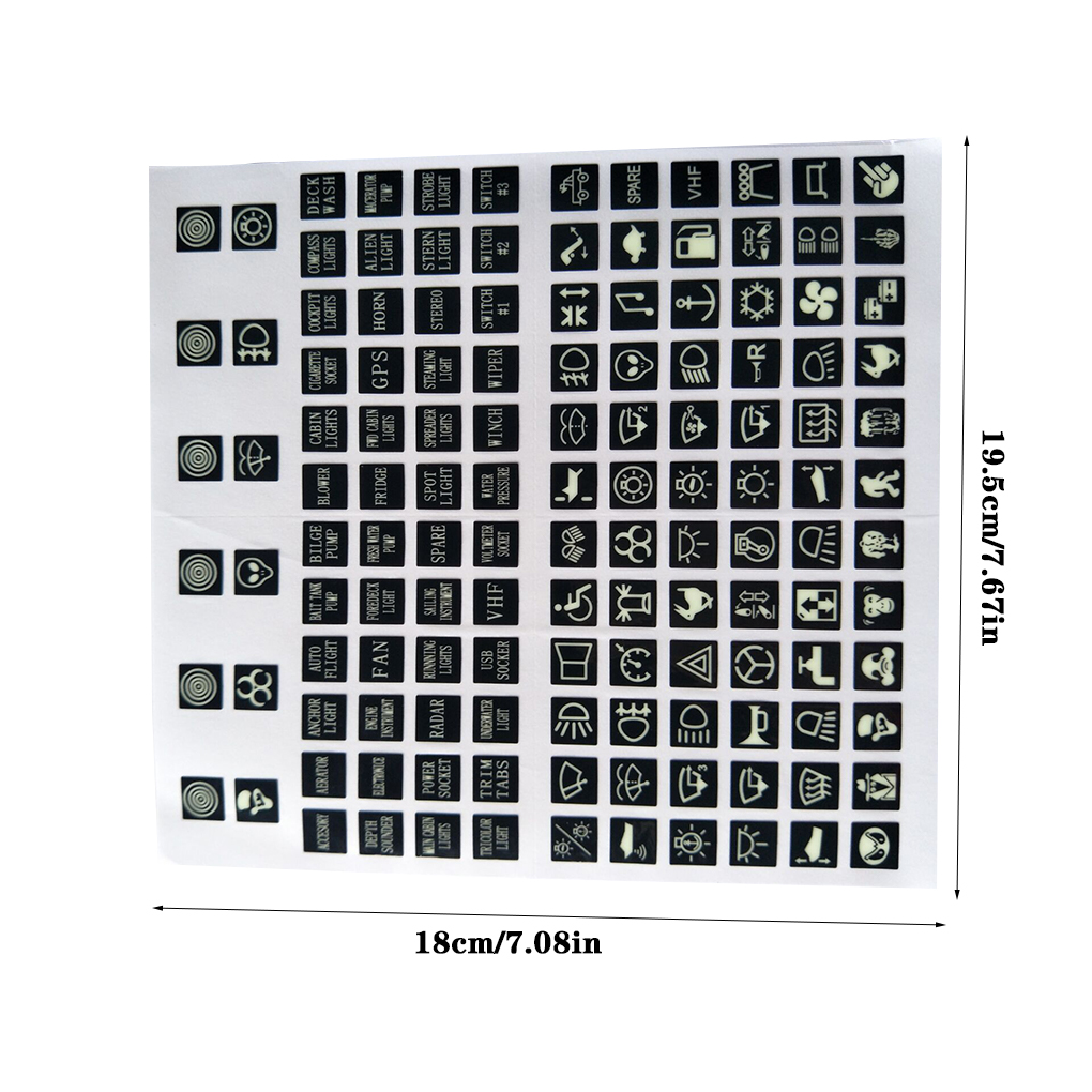 120 Sticker Tuimelschakelaar Label Decal Circuit Panel Lichtgevende Sticker Voor Auto Marine Boot Truck Instrument Schakelaars Relais Decor