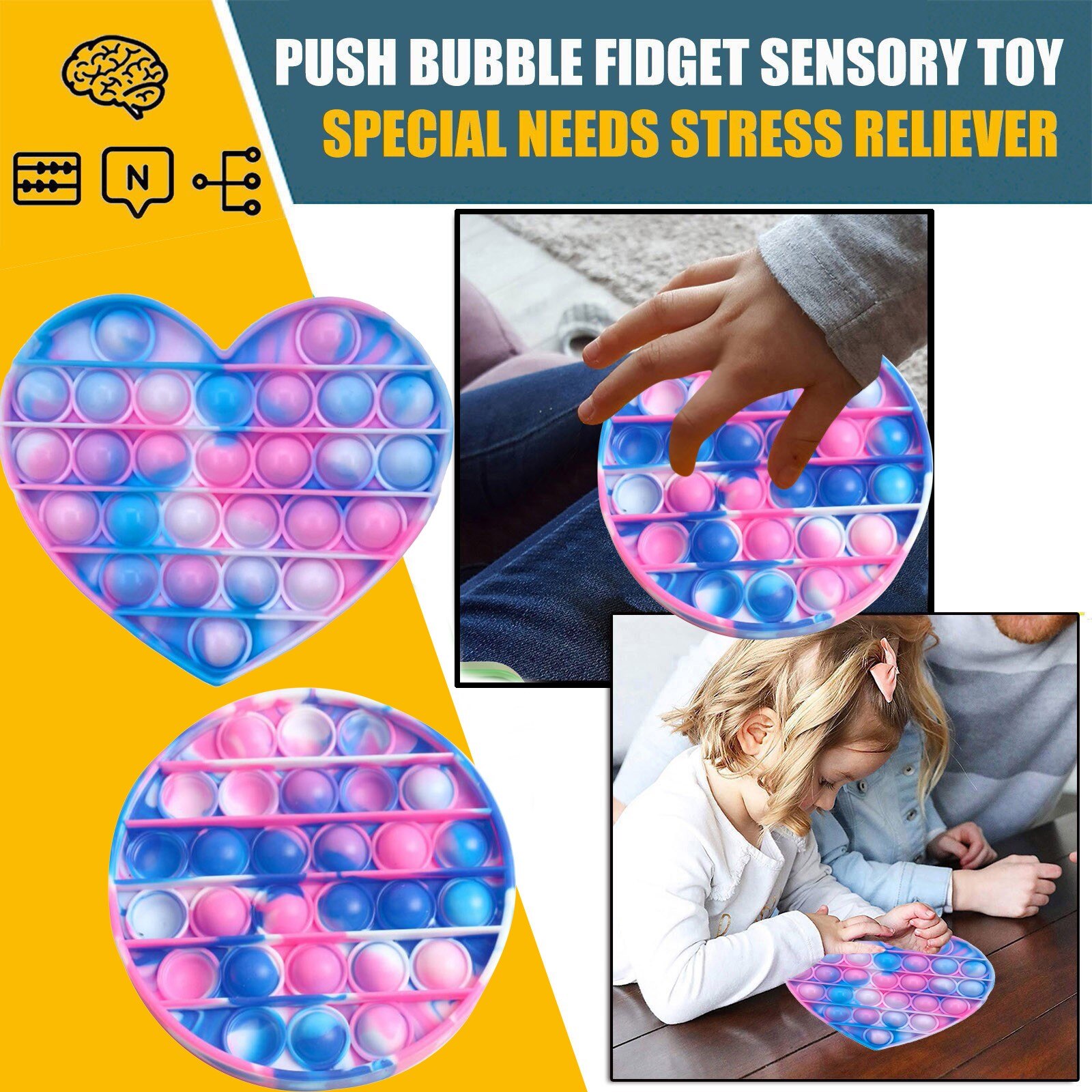 Funny Fidget Toys Simple Dimple Poppit Toy Bubble Sensory Toy For Adult Kids Stress Reliever Autism антистресс шары