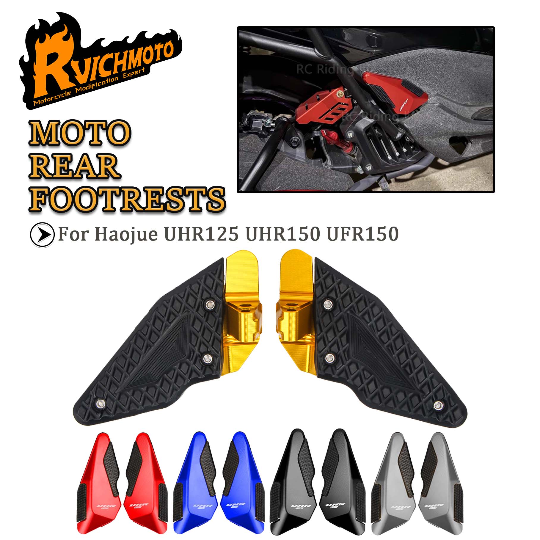 UHR 125 150 UFR Motorcycle Rear Passenger Footrest For Haojue UHR125 UHR150 UFR150 Footpegs Foot Rest Pegs Pedals Step Accessory