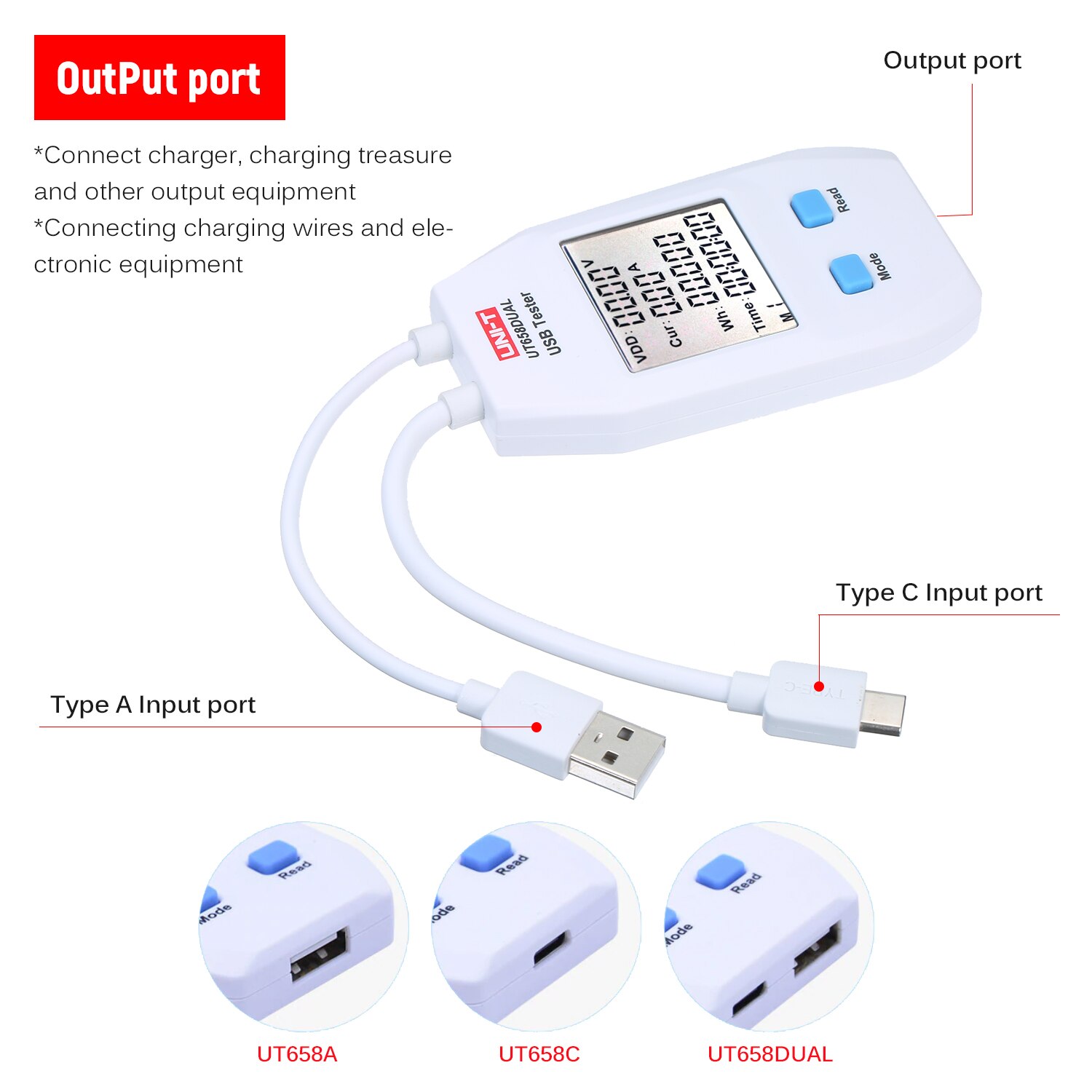 Usb-vermogensmeter lcd usb-tester detector voltmeter ampèremeter spanning stroom digitale vermogenscapaciteitstester