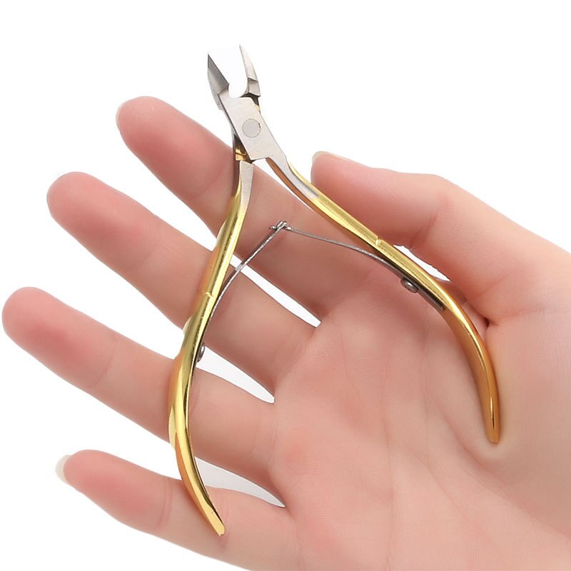 Tijeras para cutículas de uñas, cortaúñas, herramientas de manicura y pedicura, Tijera para piel muerta dorada/plateada/arcoíris