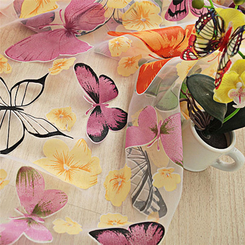 Tulle Butterfly Print Voile Window Curtain For The Living Room Bedroom Sheer Panel Drapes Scarfs Curtain For Home Decor