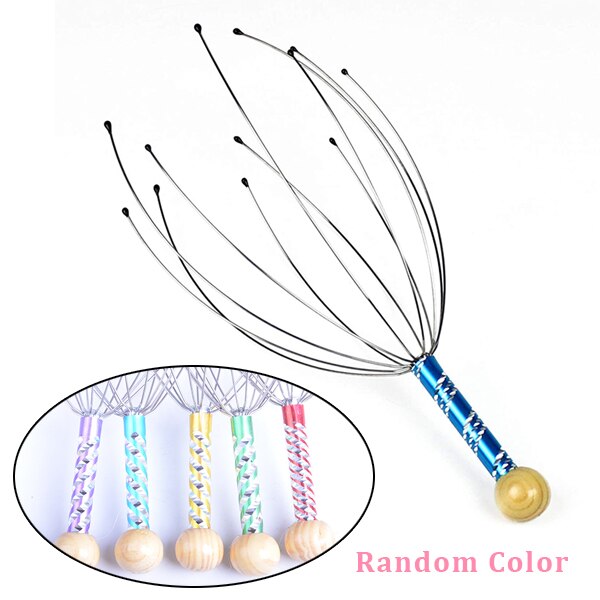 Keine Schmerzhaft Oktopus Kopf Massager Hand Therapeutische Kopf Scratcher für Entspannung Kopfhaut Massager Werkzeug mit Sanfte Gummi Perle: Random color