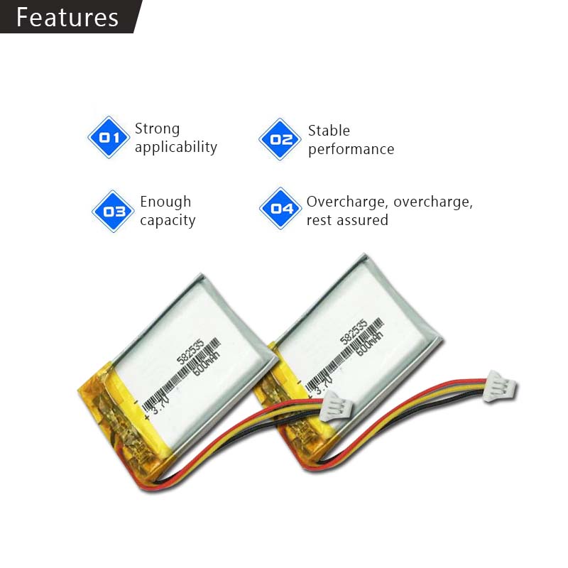 3.7V Lipo cells 582535 600mah Lithium Polymer Rechargeable Battery For MP3 MP4 MP5 GPS PDA notebook Bluetooth headset LED Lamps