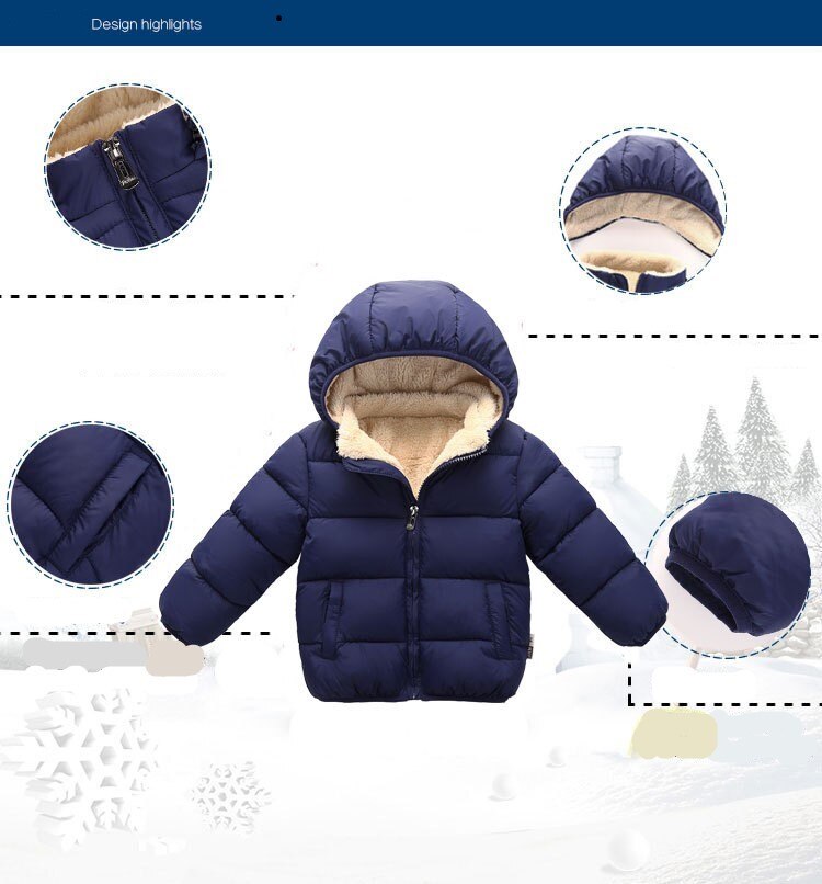 Fleece vinterparkas barn varma kläder för flickor pojkar varma tjock sammet barnkappa baby ytterkläder spädbarnsöverrock