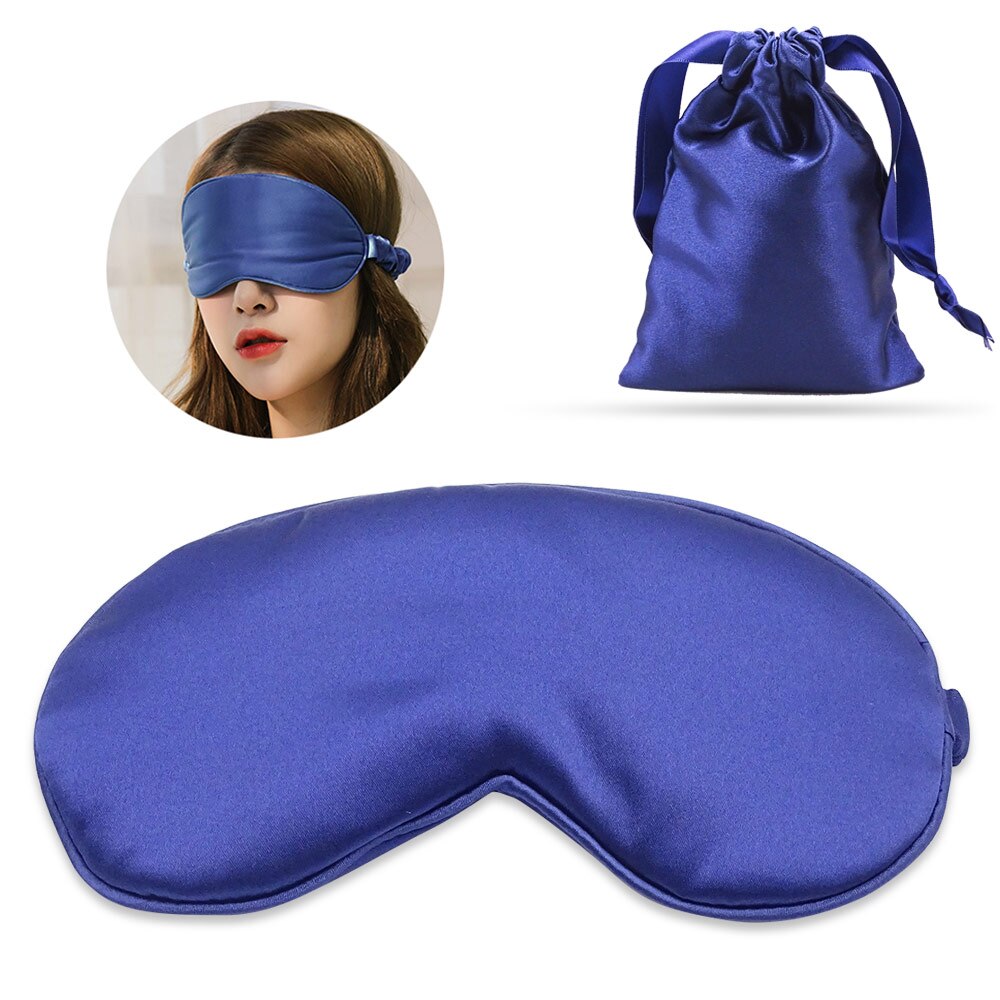 1 sæt øjenbetræk silke søvn øjenmaske sove polstret skygge patch øjenmaske bind for øjnene kvinder mænd rejser slappe af hvile: Dyb blå