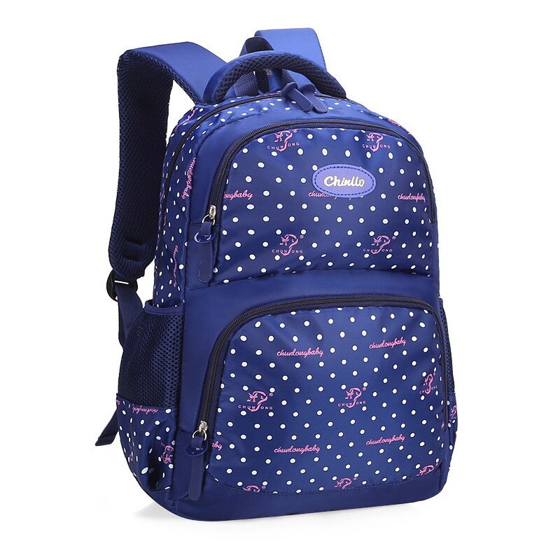 Cute School Bags backpack Reflective strip kids Princess Schoolbags High capacity Rucksack travel bags: royal blue