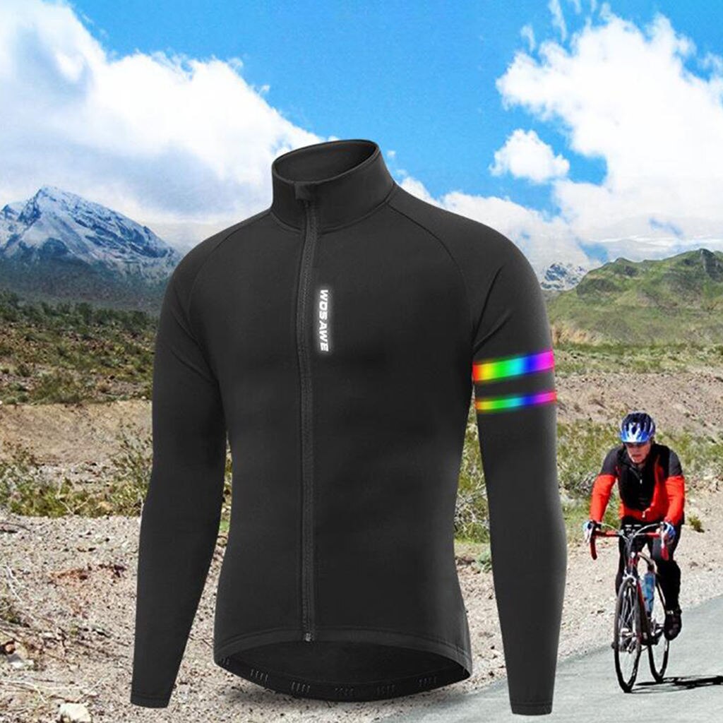 Mens Fietsen Jas Winter Winddicht Lange Mouwen Warm Shirts Kleding Voor Buiten Mountainbike: Black XXXL