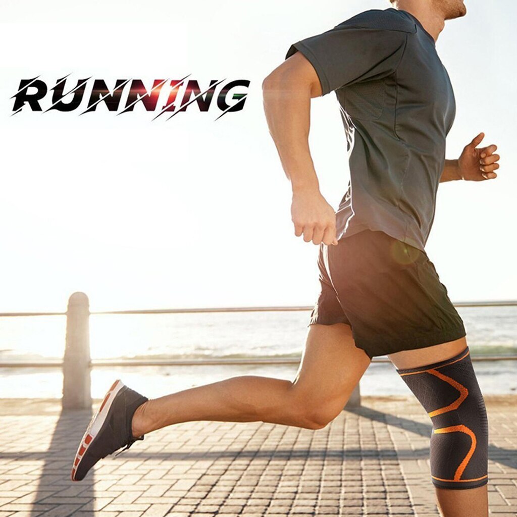 Værd 1 pc elastiske knæbeskyttere nylon sports fitness gear knæpude bøjle løbe basketball beskytter volleyball støtte