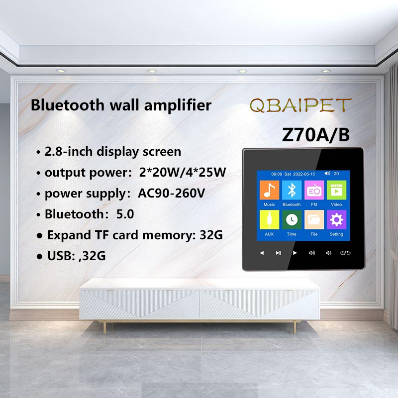 Wzmacniacz Ścienny Bluetooth - 4 Kanały 100W - System Kontroli Muzyki w Tle - Panel Audio do Sufitu