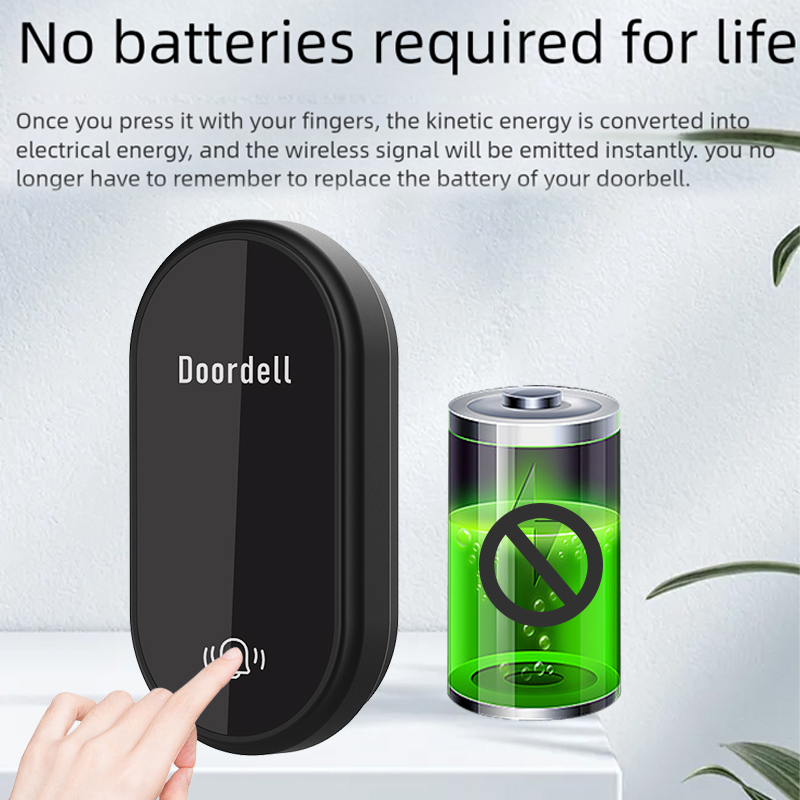 Acrylic Lens Battery Free Waterproof Self Powered Doorbell High Volume Wireless Electronic Emergency Call Device