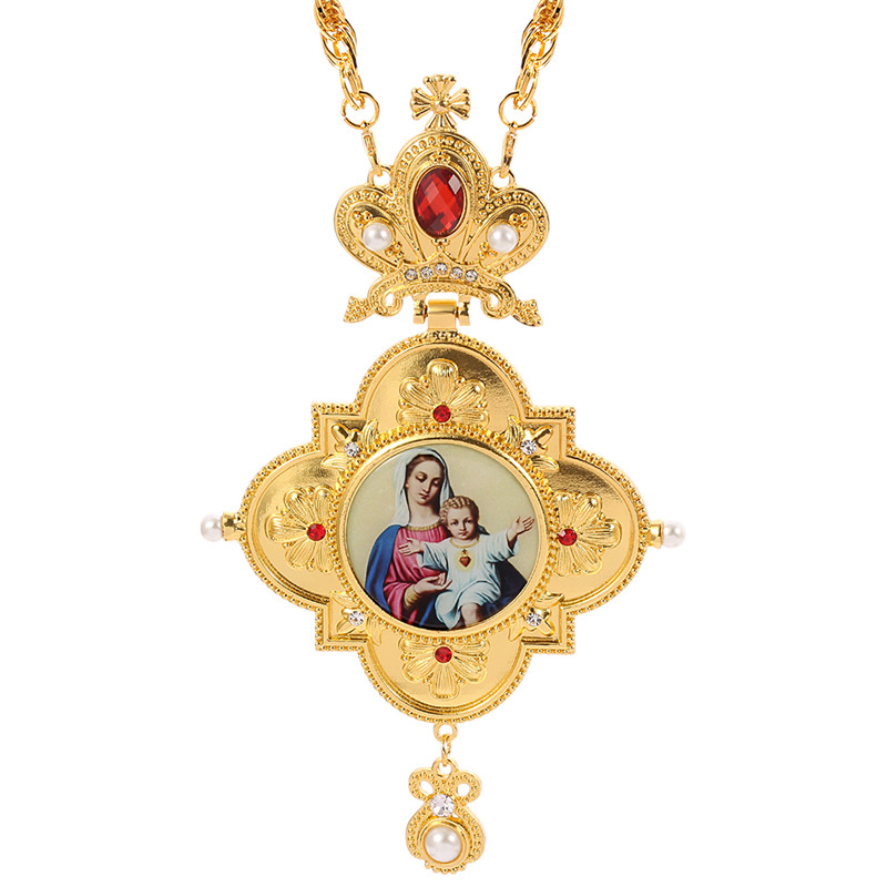 Orthodoxe Kerk Sieraden Kruis Ketting Jezus Maagd Maria Lange Ketting Religieuze Ketting Christelijke Voor Priest: only necklace