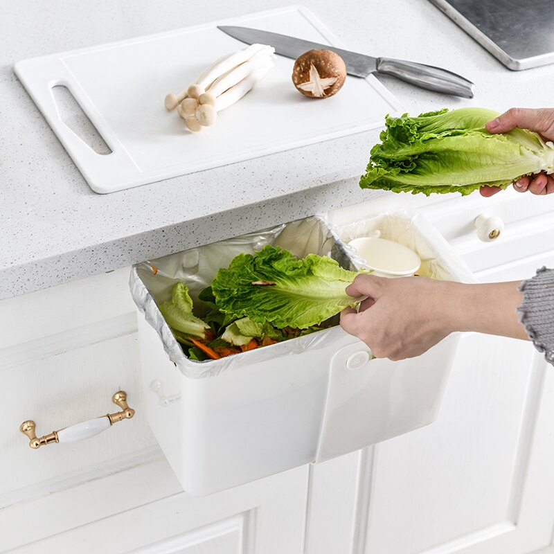 Hanging Trash Can Retractable Punch-free Wall-Mounted Garbage Can for Kitchen Wet and Dry Classification Useful