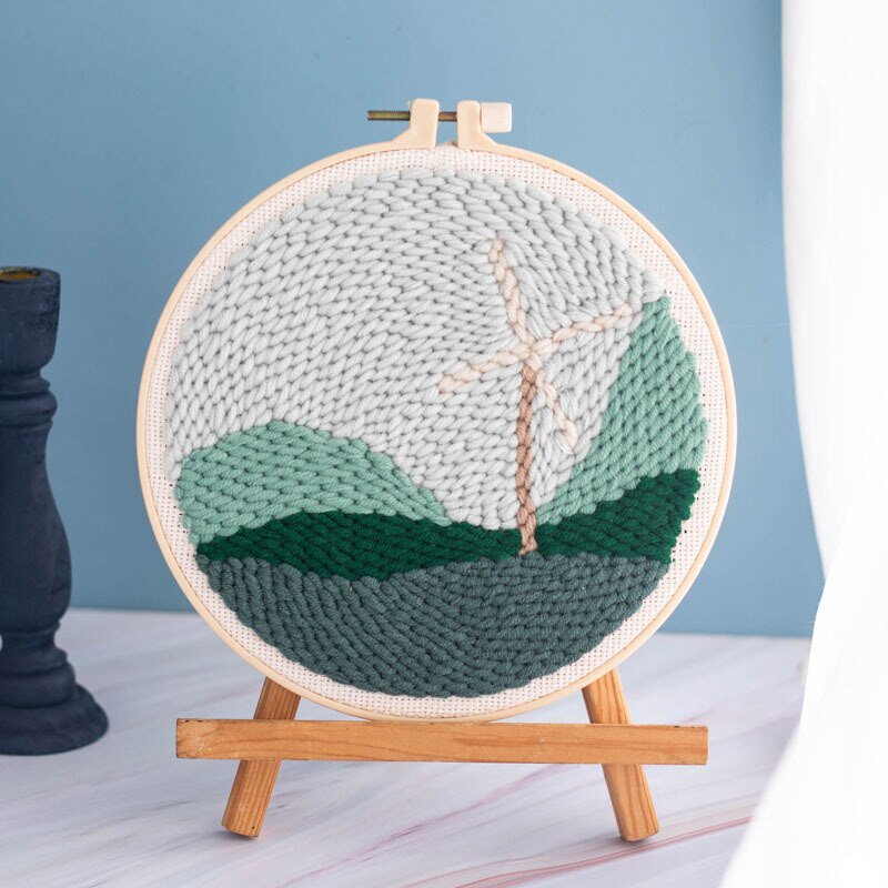 DIY Flower Punch Needle Embroidery Kit Punch Needle Cross Stitch for Beginner Handcraft Wall Painting Home Decor: 4 / Punch needle kit