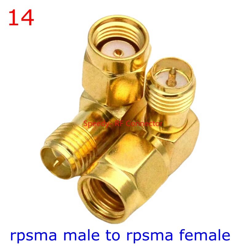 2 pçs/lote sma para sma macho fêmea conector reto 90 graus ângulo direito tipo t 3way divisor rpsma para RP-SMA adaptador macho rf: Preto