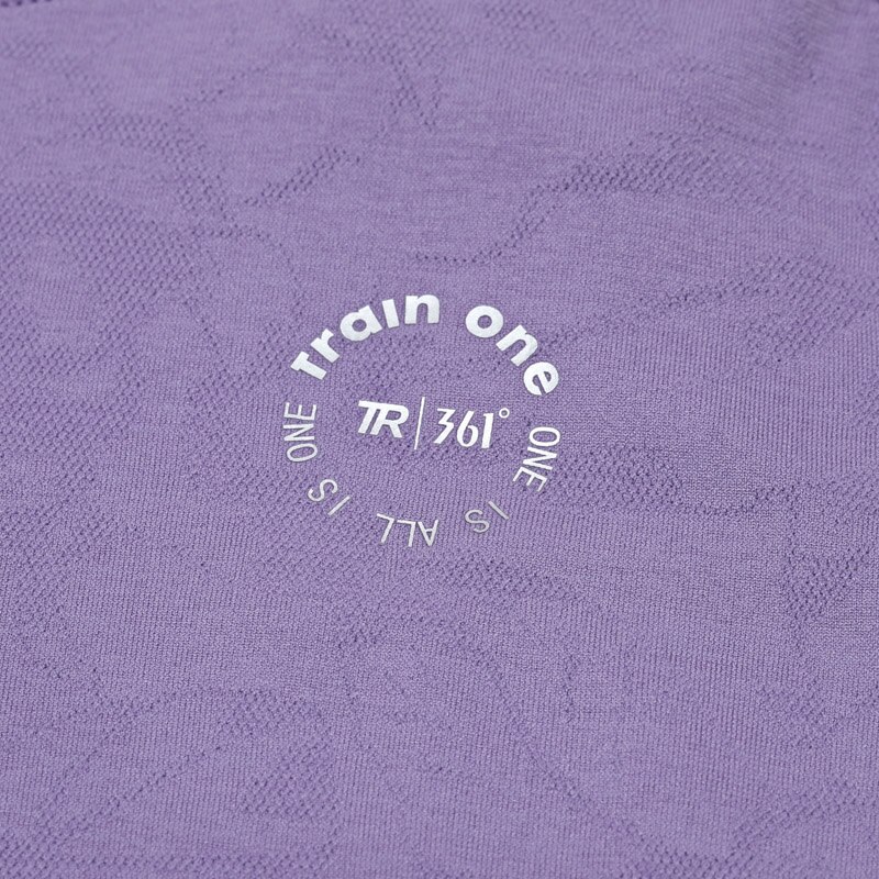 361 Degrees Womens Training Short Sleeve T-Shirt Elastic O-Neck Slim Sports Tops (Purple) W562014102-1I