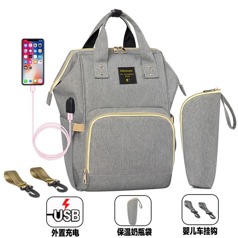 multi-function large-capacity Mummy bag out bag USB interface shoulder maternity bag waterproof mother bag