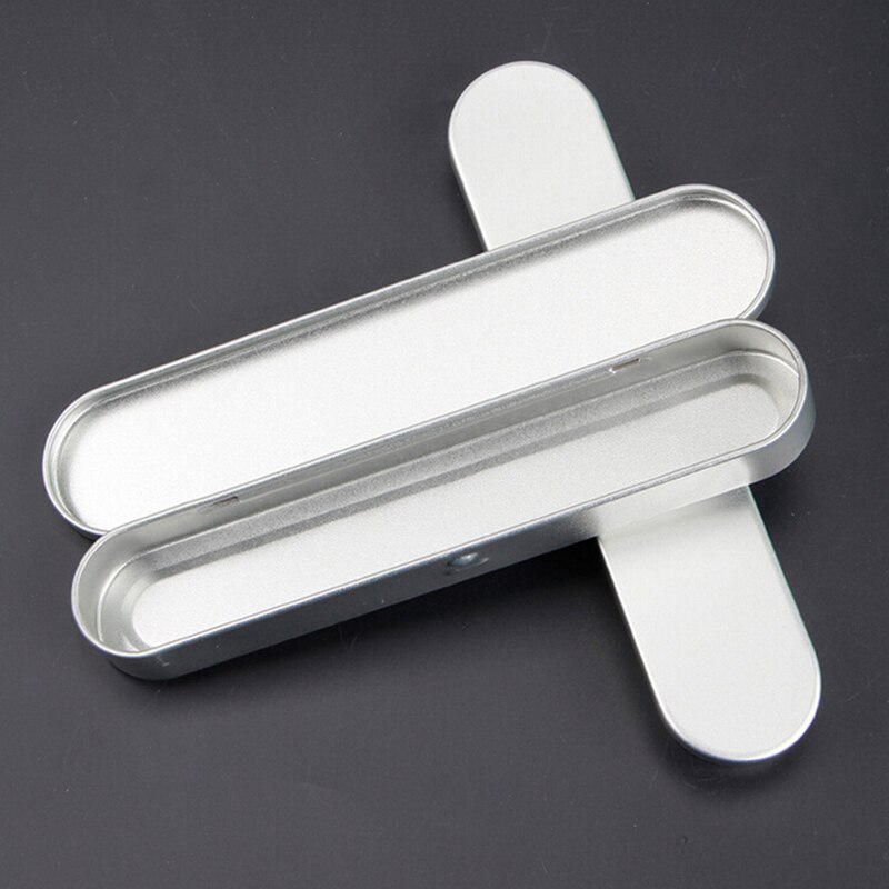 1pc sølv penn boks metall rektangel hester munn tinn boks fontene blyant tilfelle 17.8*3.6*1.9cm