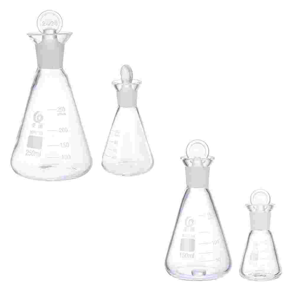 4Pcs Narrow-mouth Experiment Glass Flask Laboratory Borosilicate Glass Flask: Default Title