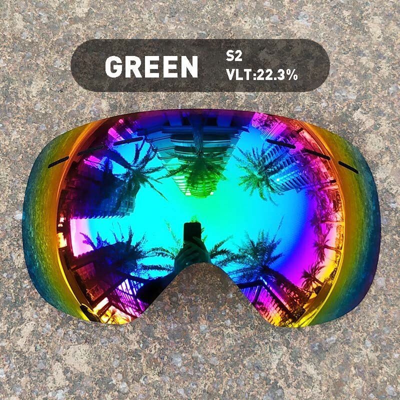 (Lens Only)Ski Goggles Lens For Anti-fog UV400 Big Spherical Ski Glasses Snow Goggles Eyewear Lenses Replacement: G