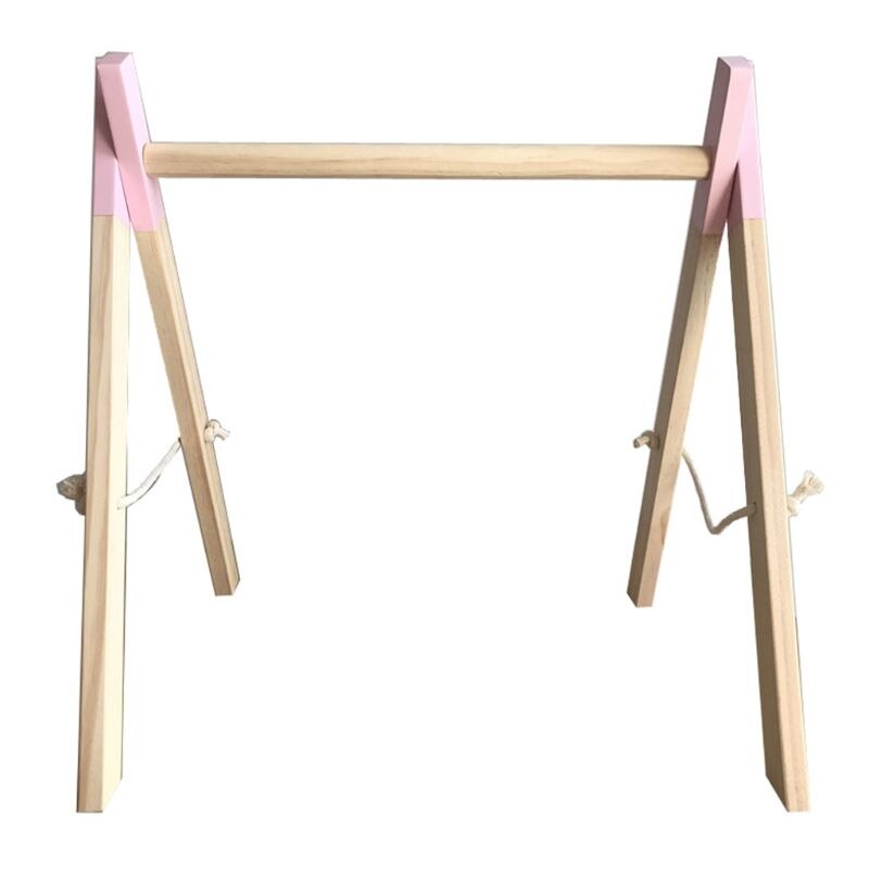 Nordic Stijl Baby Gym Spelen Kwekerij Zintuiglijke Ring-Pull Speelgoed Houten Frame Baby Kamer Decoraties Peuter Kleding Rack: 84-Pink