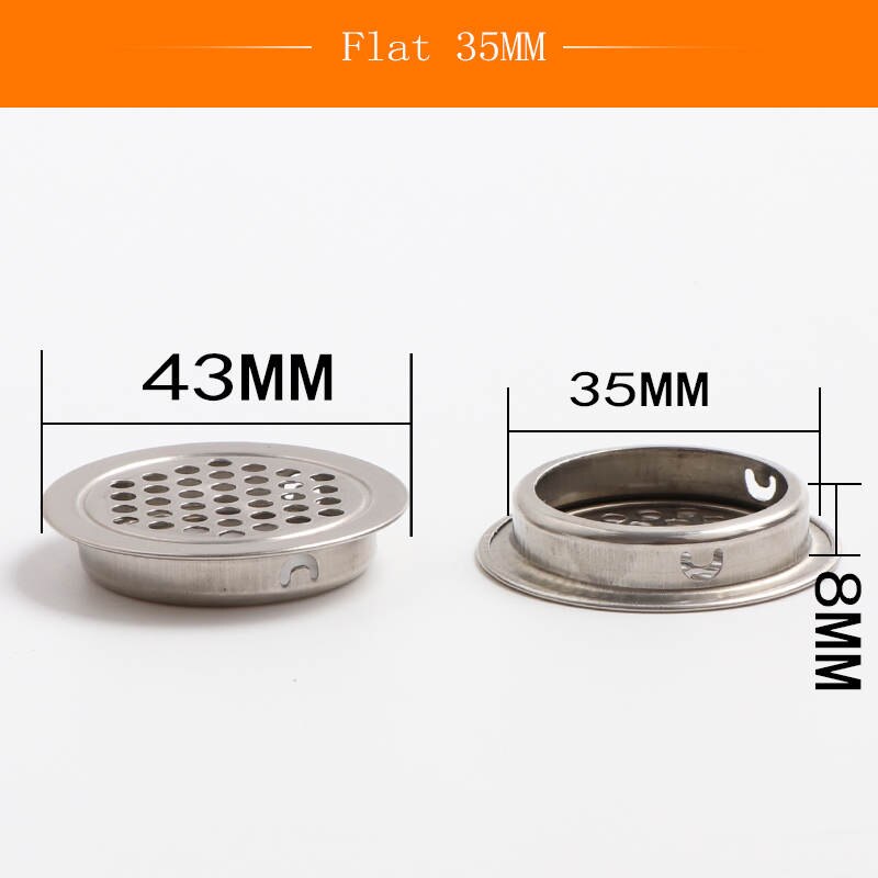 1pcs Dia.19mm/25mm/29mm/35mm/53mm Cabinet Air Vent Louver Mesh Hole round Stainless Steel Flat surface Convex surface: Flat 35mm